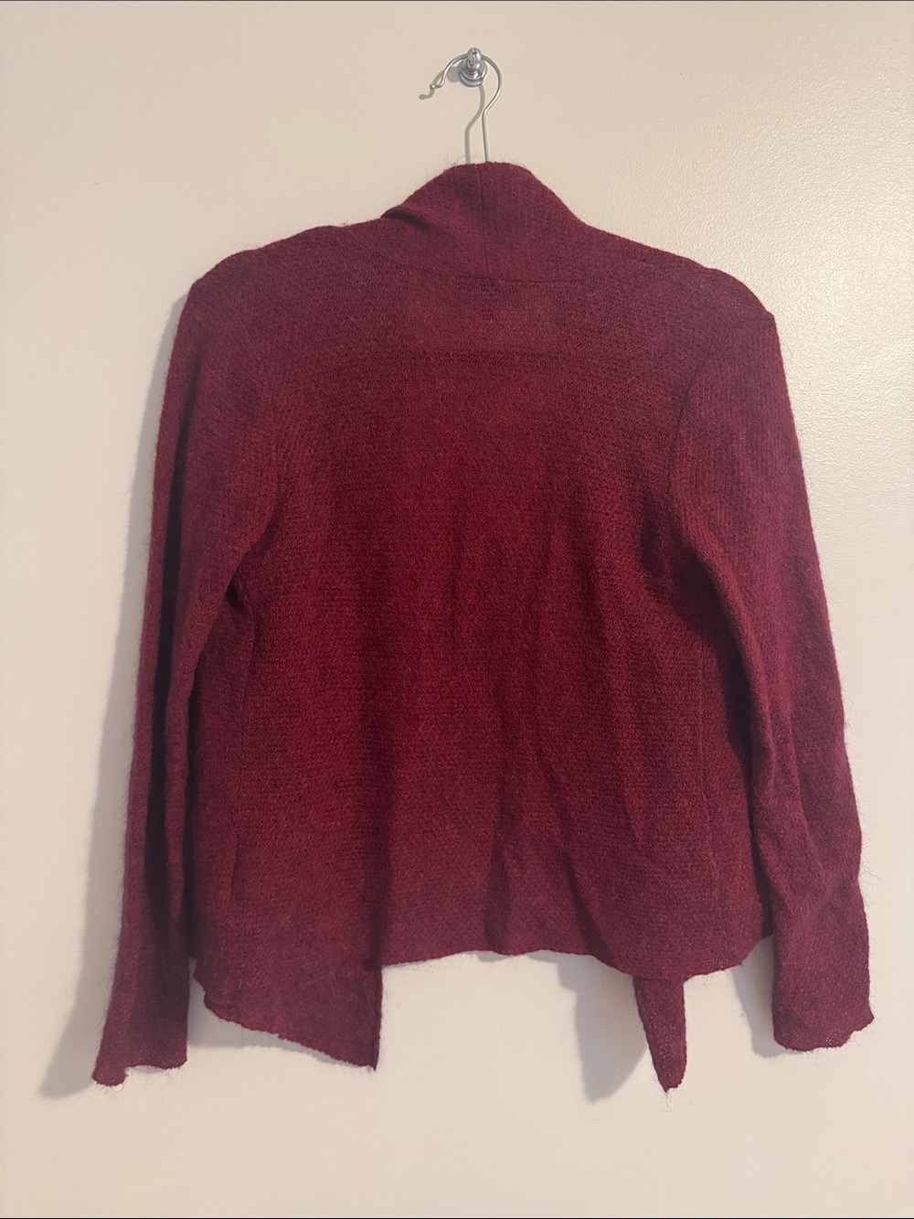 Eileen Fisher Open-Front Mohair Cashmere Wine Red Cardigan - Picture 4 of 4